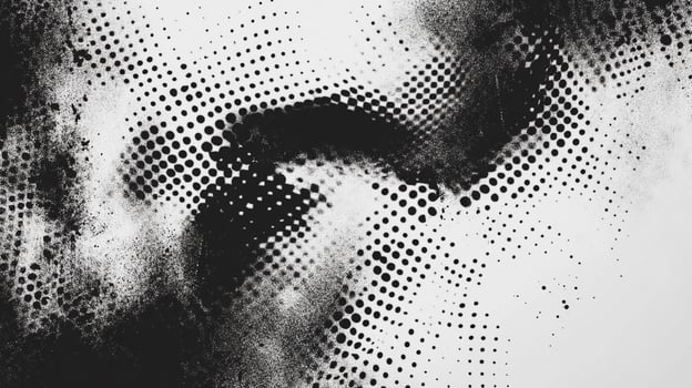 Abstract halftone pattern with swirling black dots. A unique monochrome design ideal for backgrounds, textures, or graphic elements. photo