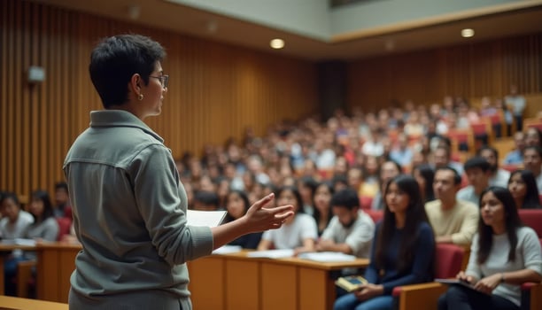 Woman Speaker at Business Conference and Presentation. Audience at the conference hall photo