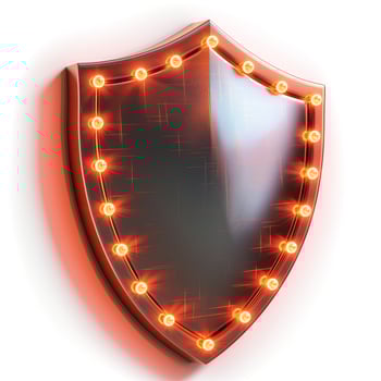 A vibrant, illuminated shield symbol with a modern design, perfect for representing security and protection. photo