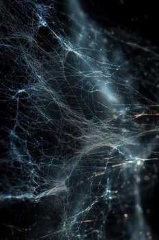 Abstract digital network connections with glowing lights in dark background photo