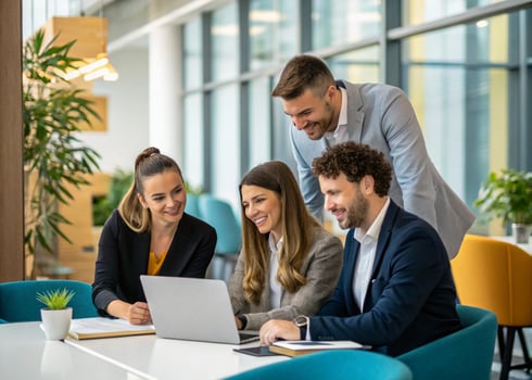 business people working together in an office photo