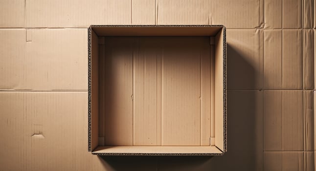 An empty cardboard box on a wall photo