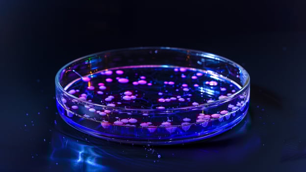 This Colorful stem cells in a petri dish demonstrate their unique regenerative properties. photo