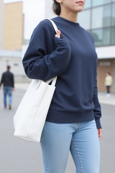 Reusable Tote Bag Mockup with Neutral Aesthetic photo