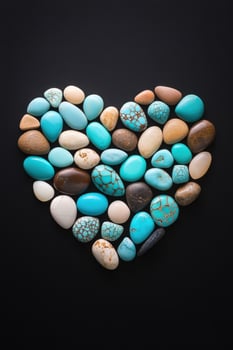 Stunning arrangement of turquoise gemstones in a heart shape showcasing natural beauty and elegance of jewelry design photo