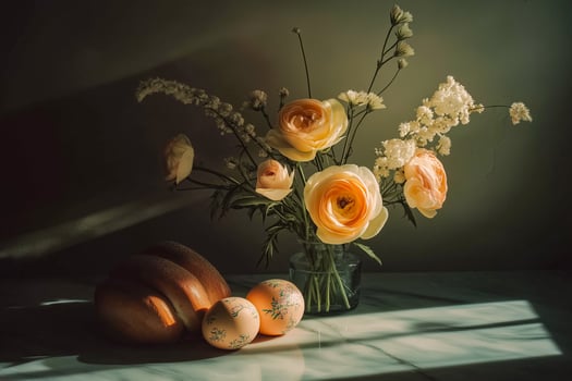 Still life with flowers and pumpkins photo