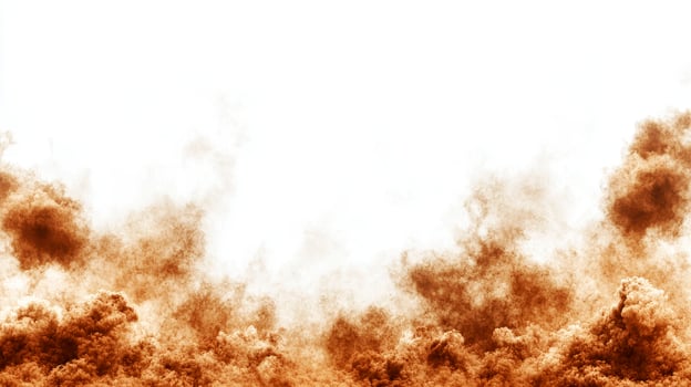 Abstract Brown Dust Cloud Explosion on White Background photo