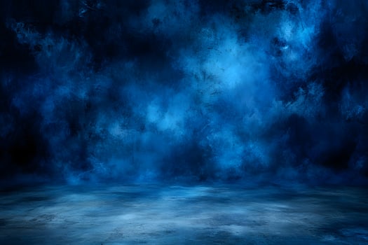 Blue smoky studio backdrop, dark floor, product display photo