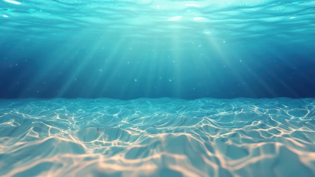 A beautiful blue ocean with sunlight shining through the water photo