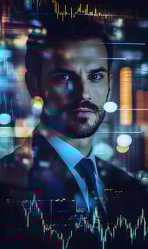 Financial vision a businessman's perspective on market trends and investment strategies photo
