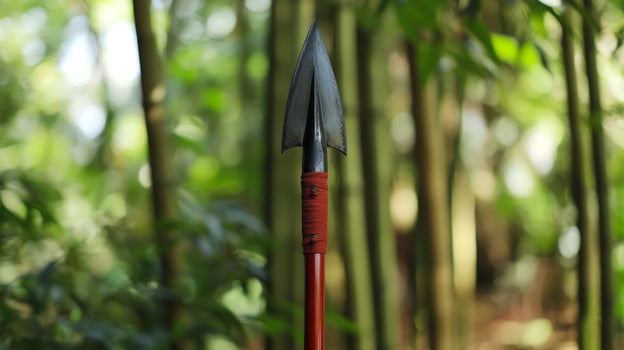 Ancient Hunting Spear in Lush Forest photo