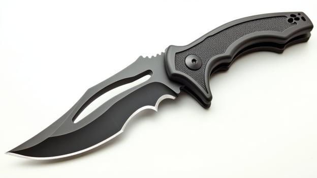 Sleek Black Tactical Folding Knife photo