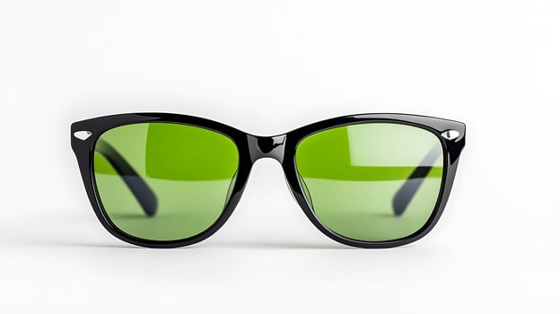 Stylish Black Cat Eye Sunglasses with Green Lenses Fashionable Eye Wear Accessory photo
