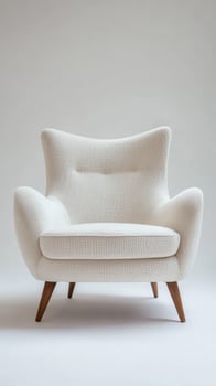 Cream Modern Armchair with Wooden Legs - Stylish Interior Design photo