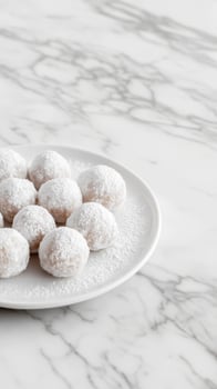 Snowy Delightful Sugar Cookies on a Marble Surface photo