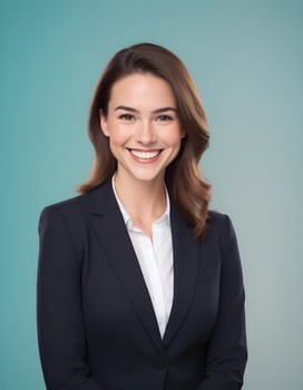 Smiling American businesswoman in professional attire photo