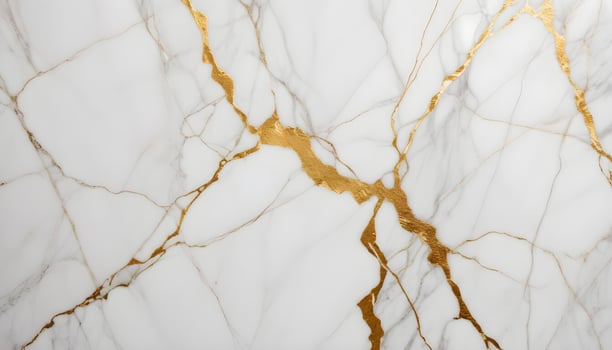 White and gold marble texture with elegant veining, timeless and sophisticated look photo