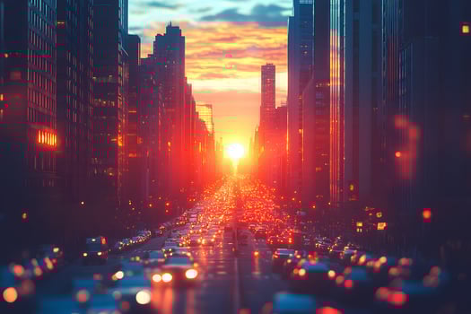 Urban Sunset in Manhattan - Cityscape for Travel and Urban Design photo