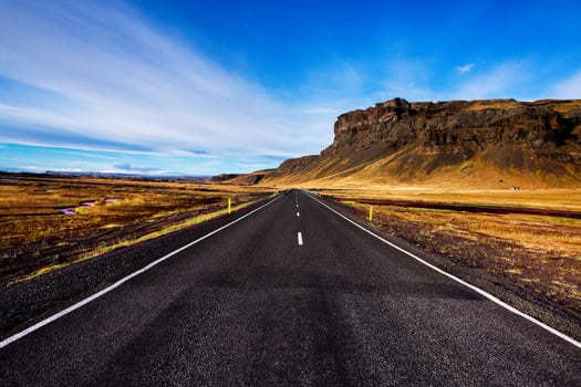 Sunset Over an Open Icelandic Road a Golden Hour Drive photo