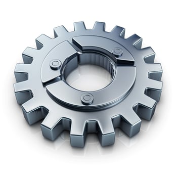 A shiny metallic gear with intricate detailing, symbolizing industry and technology. photo