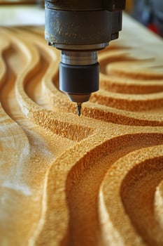 A cnc milling machine is cutting wood photo