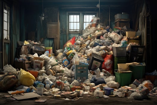 illustration of a pile of garbage on the streets of the city. photo