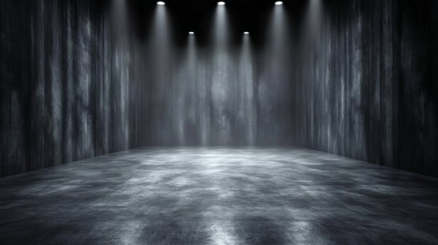 Empty stage illuminated by spotlights photo