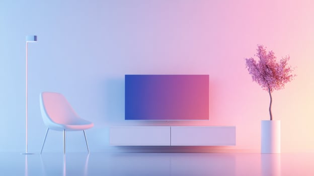 Neon Lit Minimalist Interior photo
