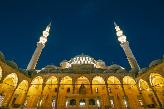 Suleymaniye Mosque at night. Ramadan or islamic concept background photo