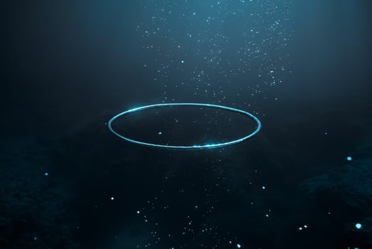 Bubbles and air ring in deep sea photo