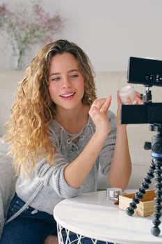 Vlogger talking about new anti aging cream photo