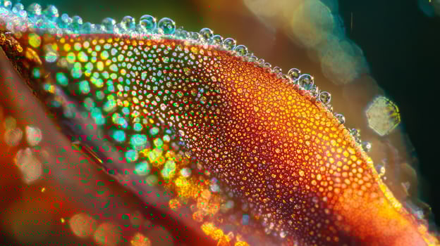 A close up of a flower with water droplets photo