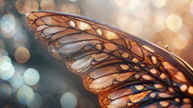 A close up of a butterfly wing with a bokeh effect photo