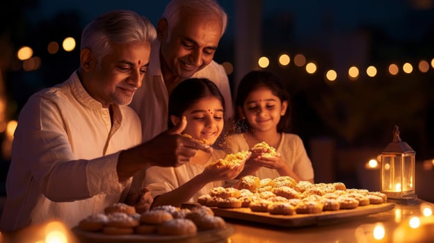 A family enjoying a diwali celebration photo