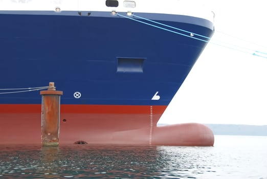 Close-Up of Ship's Hull in Water photo