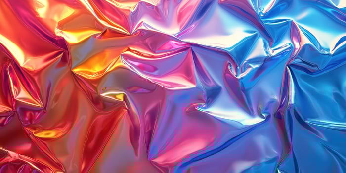Colorful metallic foil with vibrant gradients reflecting light and texture in a striking blend of hues photo