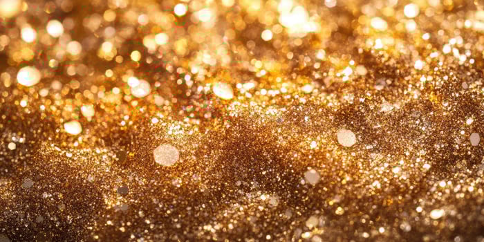 Sparkling golden glitter creates a vibrant and festive atmosphere during a celebration or artistic project in a well-lit setting photo