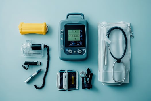 Medical Equipment Layout Showing Various Devices photo