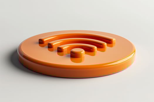 Sleek orange Wi-Fi symbol showcasing modern design and connectivity. photo