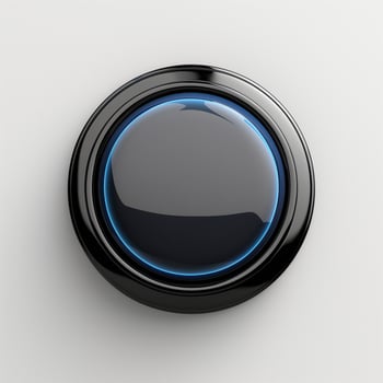 A sleek, modern black button with a vibrant blue glowing outline, perfect for technology or interface themes. photo