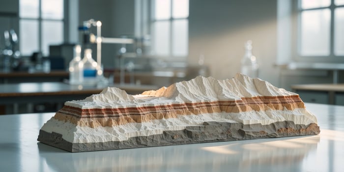 A model of a mountain on a table photo