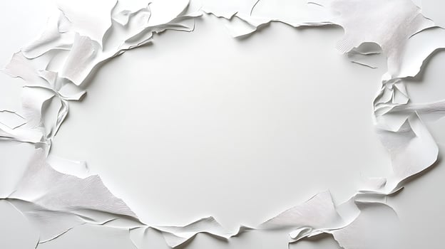 White paper torn into pieces on a white surface photo