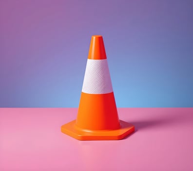 Vibrant Orange Traffic Cone on a Gradient Background photo