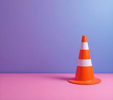 Vibrant Orange Traffic Cone Against a Gradient Background photo