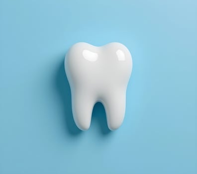 3D Model of a Healthy Tooth on a Light Blue Background photo