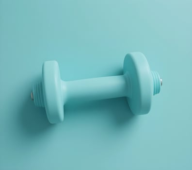 Modern Turquoise Dumbbell on a Solid Background photo