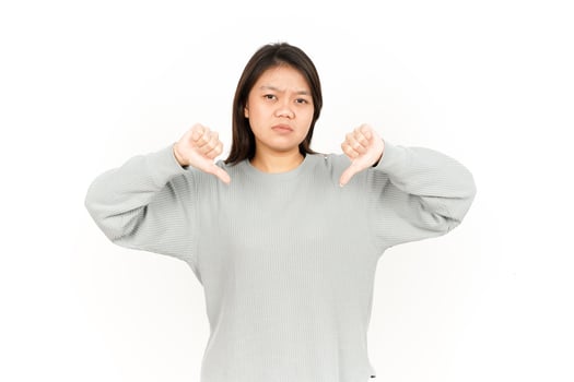 A woman making a gesture with her hands photo