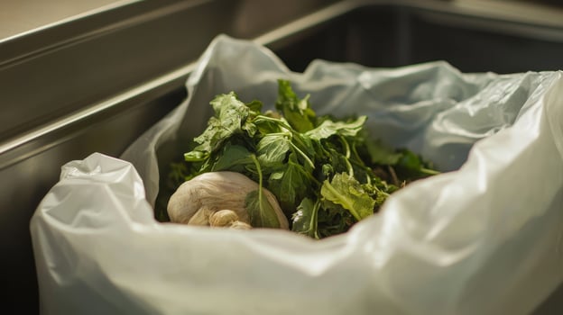 Kitchen Compost Bin with Fresh Vegetables photo