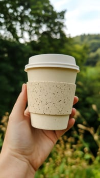 Creamy Coffee Cup Outdoors, Scenic View photo