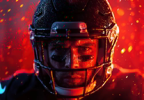 Intense football player focused before a big game photo